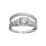 Bague argent rhodié duo oxydes blancs sertis Bague argent rhodié duo oxydes blancs sertis