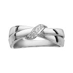 Bague argent rhodi forme noeud oxydes blancs sertis