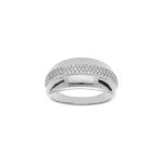 Bague argent rhodi jonc avec oxydes blancs sertis