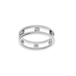 Bague argent rhodi� massif ajour�e oxydes blancs sertis
