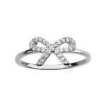 Bague argent rhodi noeud papillon oxydes blancs sertis
