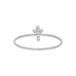 Bague argent rhodi pampille croix oxydes blancs sertis