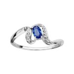 Bague argent rhodi pierre bleu et oxydes blancs sertis