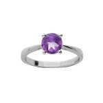 Bague argent rhodi pierre vritable amethyste 6, 5mm