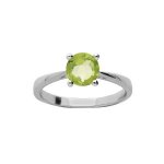 Bague argent rhodi pierre vritable peridot 6, 5mm