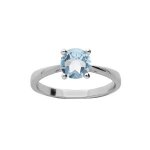 Bague argent rhodi pierre vritable topaze bleu 6, 5mm