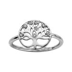 Bague argent rhodié rondelle motif arbre de vie pierres blanches Bague argent rhodié rondelle motif arbre de vie pierres blanches