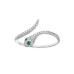 Bague argent rhodié serpent oxydes blancs et verts sertis Bague argent rhodié serpent oxydes blancs et verts sertis