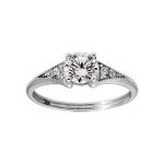Bague argent rhodi� solitaire oxyde blanc serti 4 griffes