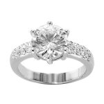 Bague argent rhodi style alliance oxyde rond blanc serti 6 griffes et oxydes blancs sertis