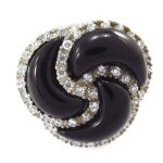 Bague argent  romy  noir blanc