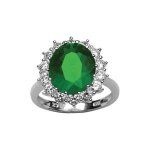 Bague argent royale pierre verte