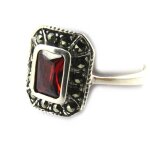 Bague argent  sissi  rouge