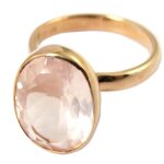 Bague artisanale argent sissi quartz rose doré rosé (gold pink) - 17x12 mm Bague artisanale argent sissi quartz rose doré rosé (gold pink) - 17x12 mm
