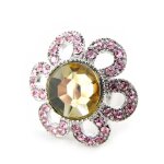 Bague  aurore  rose ambre