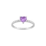 Bague coeur femme - amthyste - or 9 carats