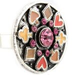 Bague crateur  jeu de cartes  rose