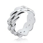 Bague deux tresses femme - argent massif 925 / 1000 rhodi