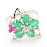 Bague emeraude & rubis . argent 925 Bague emeraude & rubis . argent 925