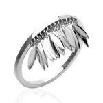 Bague fantaisie femme - argent 925 massif rhodié - multiples feuilles pendantes Bague fantaisie femme - argent 925 massif rhodié - multiples feuilles pendantes