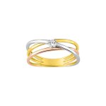 Bague femme - 3 ors - oxyde de zirconium - or 9 carats Bague femme - 3 ors - oxyde de zirconium - or 9 carats