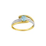 Bague femme - aigue marine et oxyde de zirconium - or 9 carats