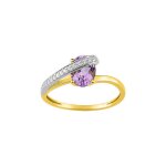 Bague femme - améthyste et oxyde de zirconium - or 18 carats Bague femme - améthyste et oxyde de zirconium - or 18 carats