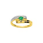 Bague femme - emeraude - or 18 carats - diamant 0, 01 carats