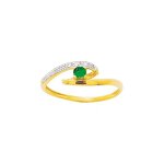 Bague femme - emeraude - or 18 carats - diamant 0, 02 carats