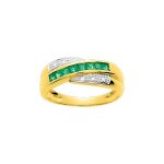 Bague femme - emeraude - or 18 carats - diamant 0, 03 carats