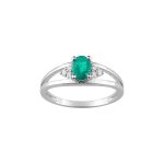 Bague femme - emeraude - or 18 carats - diamant 0, 08 carats Bague femme - emeraude - or 18 carats - diamant 0, 08 carats