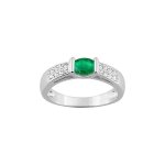 Bague femme - emeraude - or 18 carats - diamant 0, 13 carats