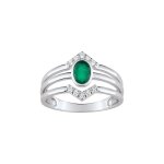 Bague femme - emeraude - or 18 carats - diamant 0, 13 carats