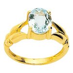 Bague femme - or 18 carats - aigue marine : 1, 70 carats