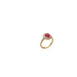 Bague femme - plaqué or - oxyde de zirconium - pierre de synthèse rouge Bague femme - plaqué or - oxyde de zirconium - pierre de synthèse rouge