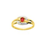 Bague femme - rubis - or 18 carats - diamant 0, 01 carats