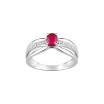 Bague femme - rubis - or 18 carats - diamant 0, 03 carats