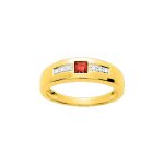 Bague femme - rubis - or 18 carats - diamant 0, 03 carats