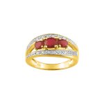 Bague femme - rubis - or 18 carats - diamant 0, 06 carats