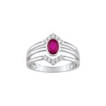 Bague femme - rubis - or 18 carats - diamant 0, 13 carats