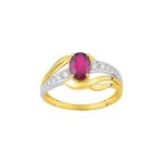 Bague femme - rubis et oxyde de zirconium - or 18 carats