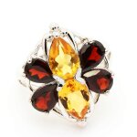 Bague grenat & citrine argent 925