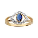 Bague plaqué or 2 tons plateau oval pierre bleue contour pierres blanches Bague plaqué or 2 tons plateau oval pierre bleue contour pierres blanches