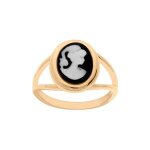 Bague plaqu or came noir