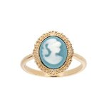 Bague plaqu or came rsine bleue