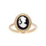 Bague plaqué or camée résine noire Bague plaqué or camée résine noire