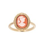 Bague plaqu or came rsine rose