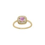 Bague plaqu� or carr� rose clair et contour oxydes blancs