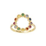 Bague plaqu or cercle oxydes multi couleurs