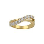 Bague plaqué or croisée et pierres blanches synthétiques Bague plaqué or croisée et pierres blanches synthétiques